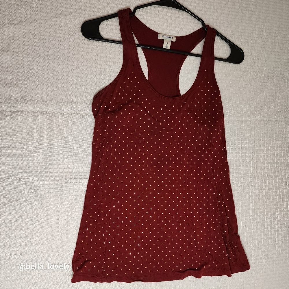 Burgundy Wine Red Sparkly Tank Top Old Navy XS - Picture 7 of 12